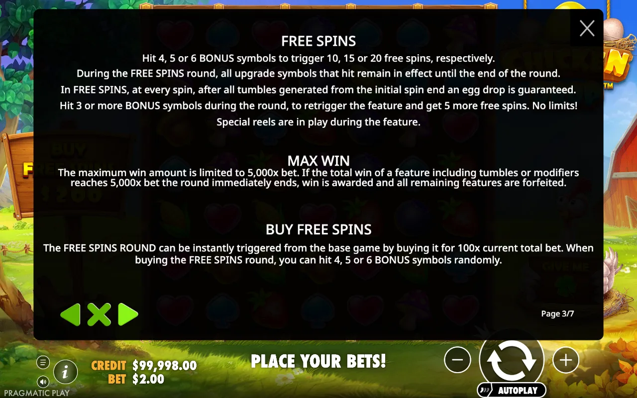 Free spins — Chicken Drop