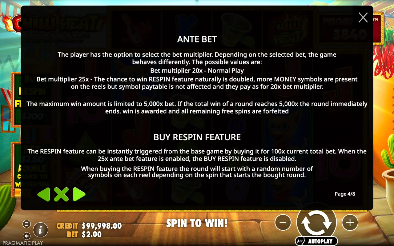 Ante bet — Chilli Heat Megaways