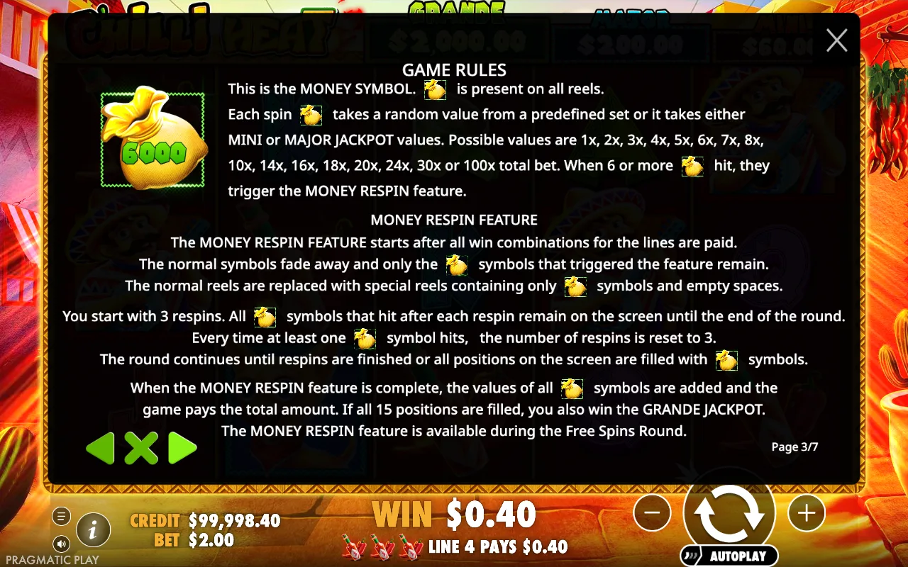 Game rules — Chilli Heat