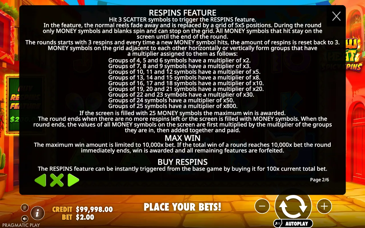 Game rules, page 2 — Chilli Heat Spicy Spins