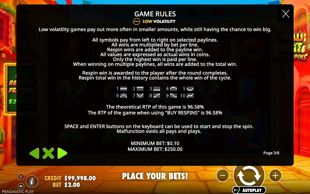Game rules, page 3 — Chilli Heat Spicy Spins