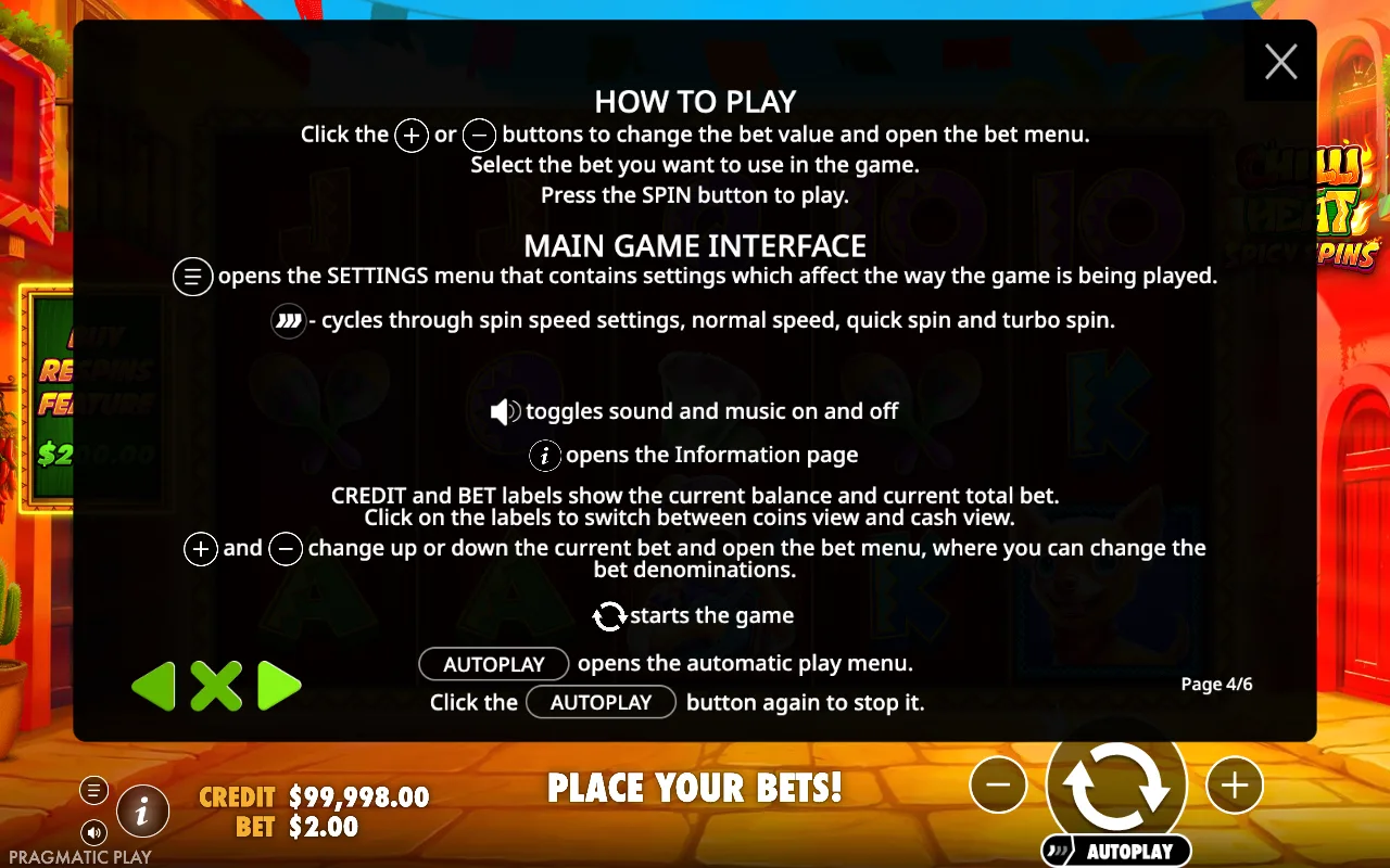 How to play — Chilli Heat Spicy Spins