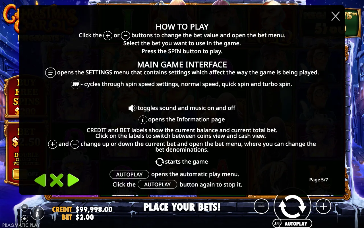 How to play — Christmas Carol Megaways