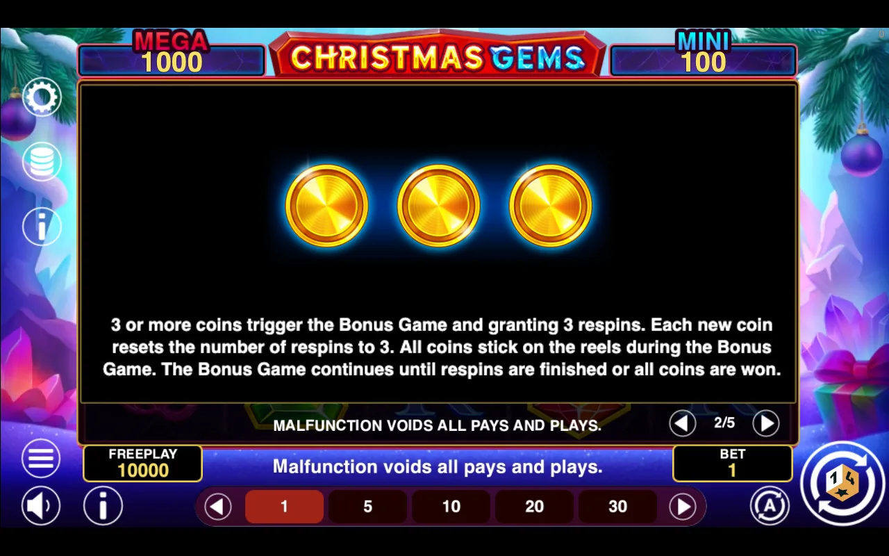 Game rules, page 2 — Christmas Gems Hold And Win
