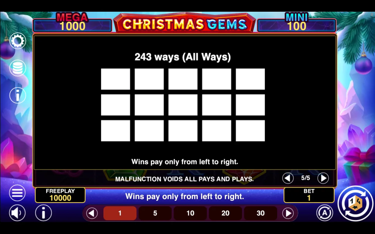 Game rules, page 5 — Christmas Gems Hold And Win