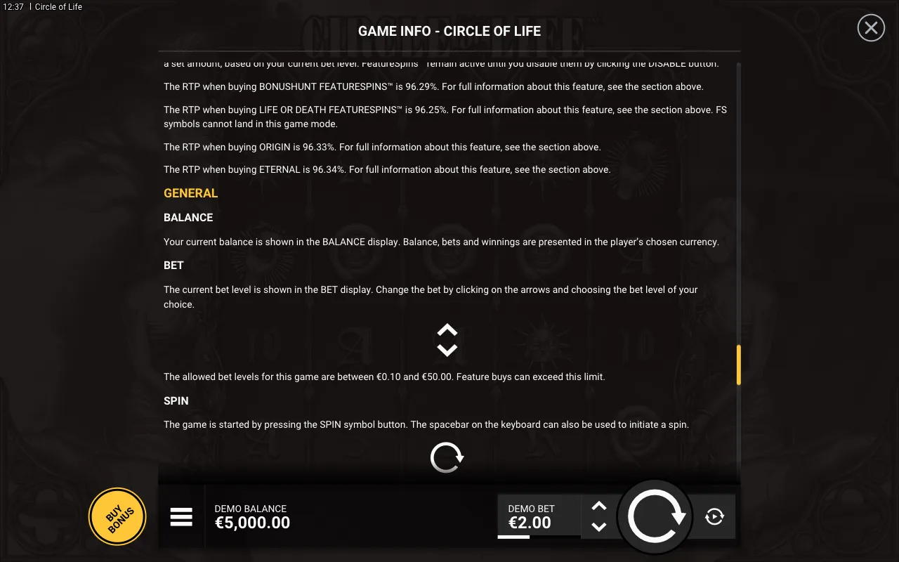 Game rules, page 8 — Circle of Life