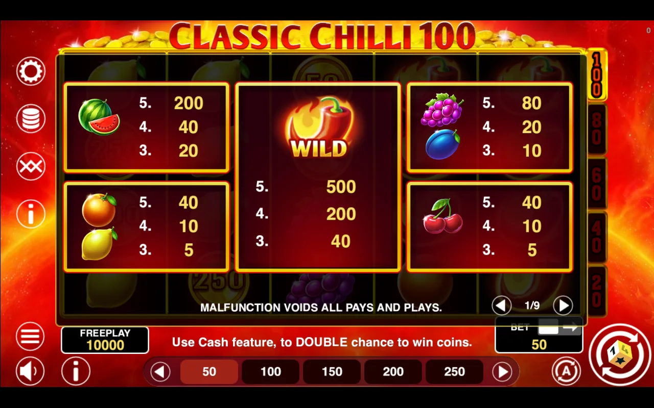 Game rules, page 1 — Classic Chilli 100