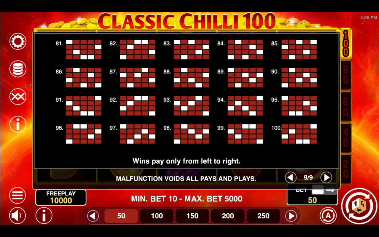 Game rules, page 9 — Classic Chilli 100
