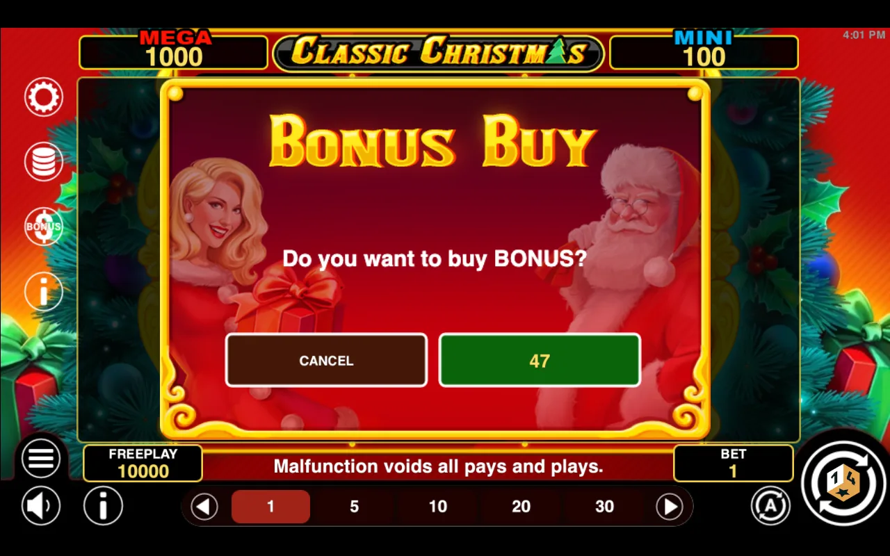 Buying the feature — Classic Christmas Hold And Win