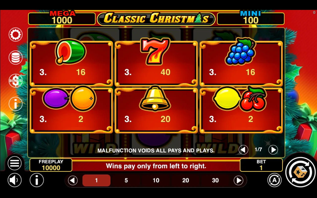 Game rules, page 1 — Classic Christmas Hold And Win