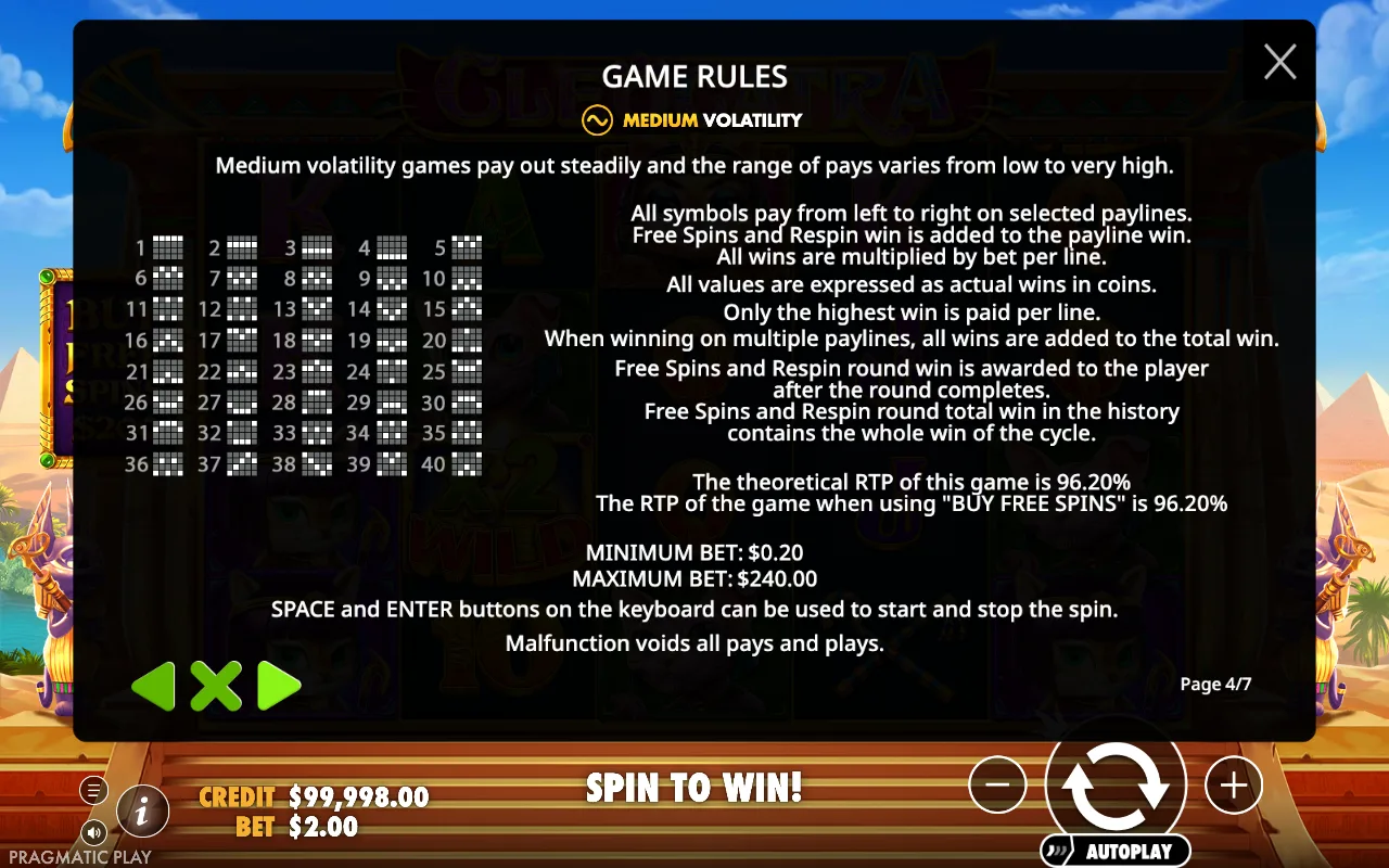 Game rules — Cleocatra
