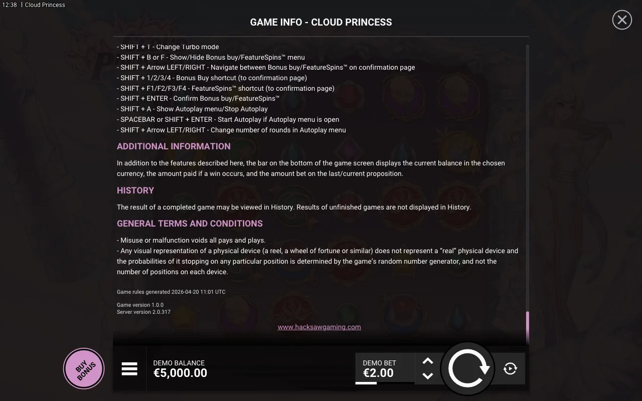 Game rules, page 9 — Cloud Princess