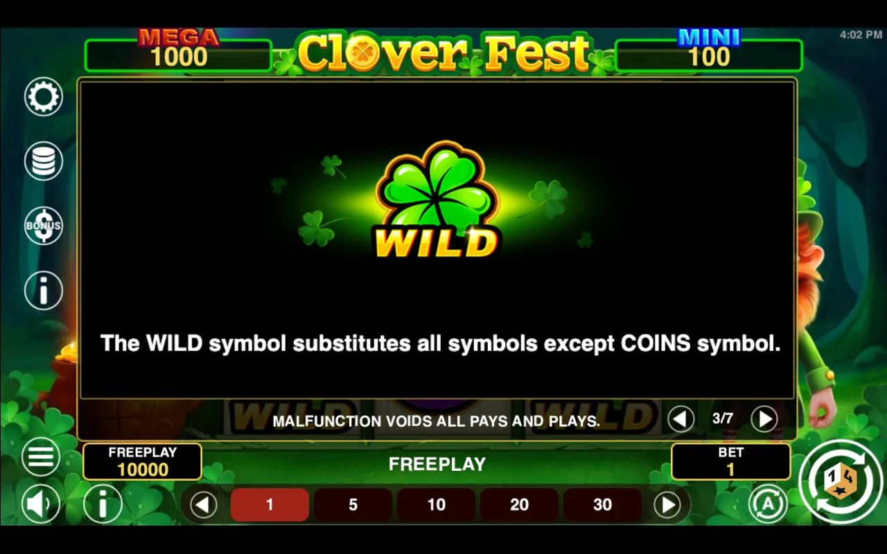 Game rules, page 3 — Clover Fest Hold And Win