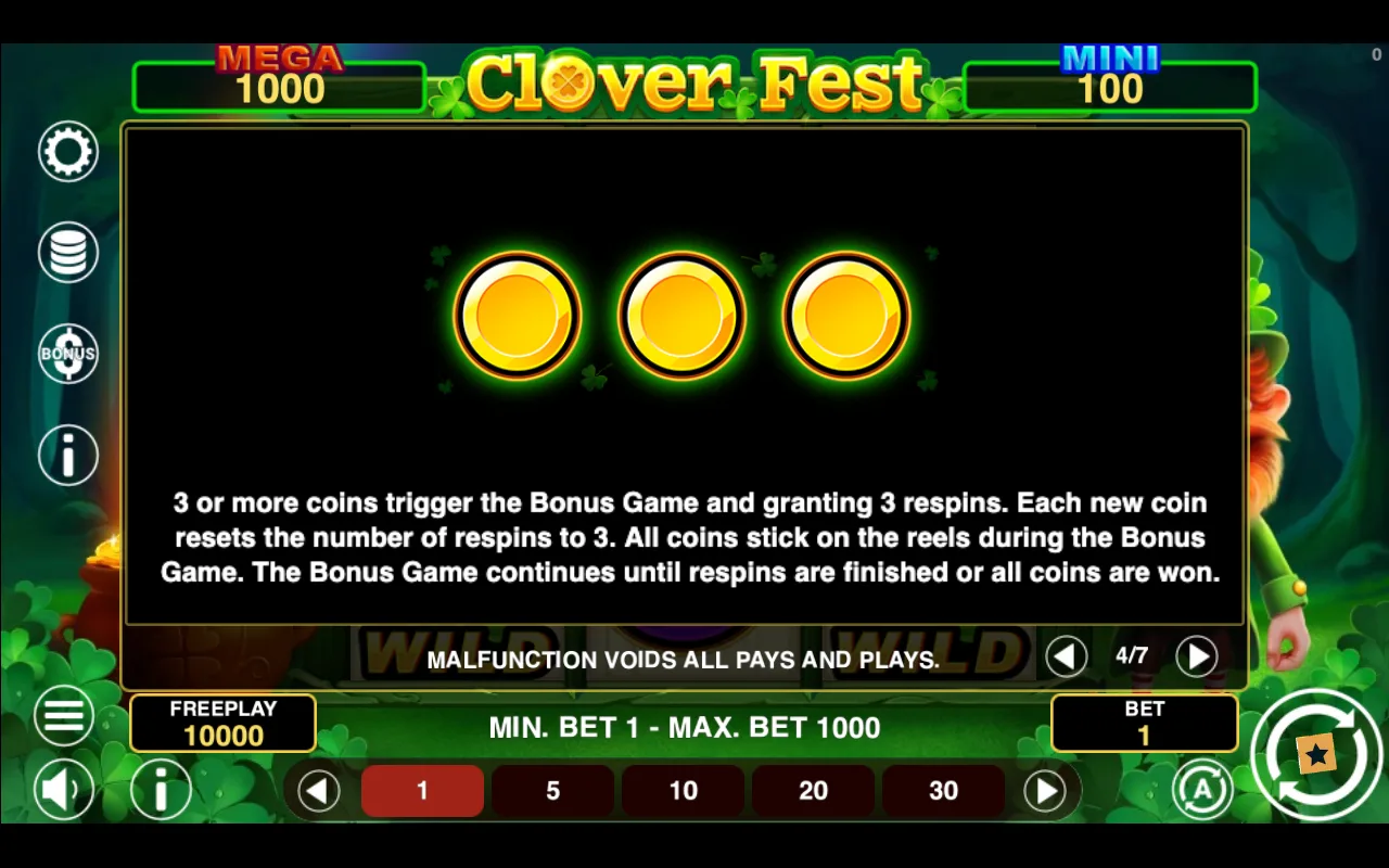Game rules, page 4 — Clover Fest Hold And Win