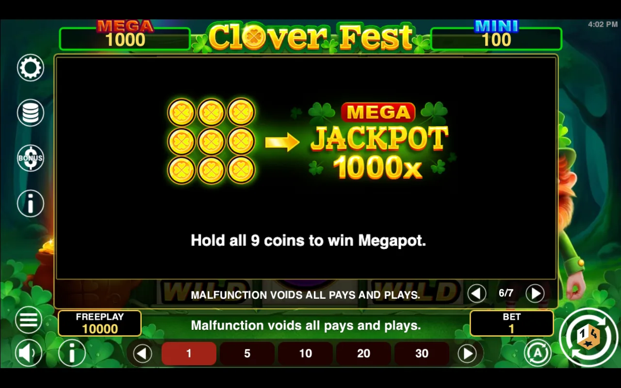 Game rules, page 6 — Clover Fest Hold And Win