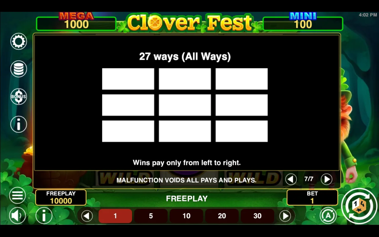 Game rules, page 7 — Clover Fest Hold And Win