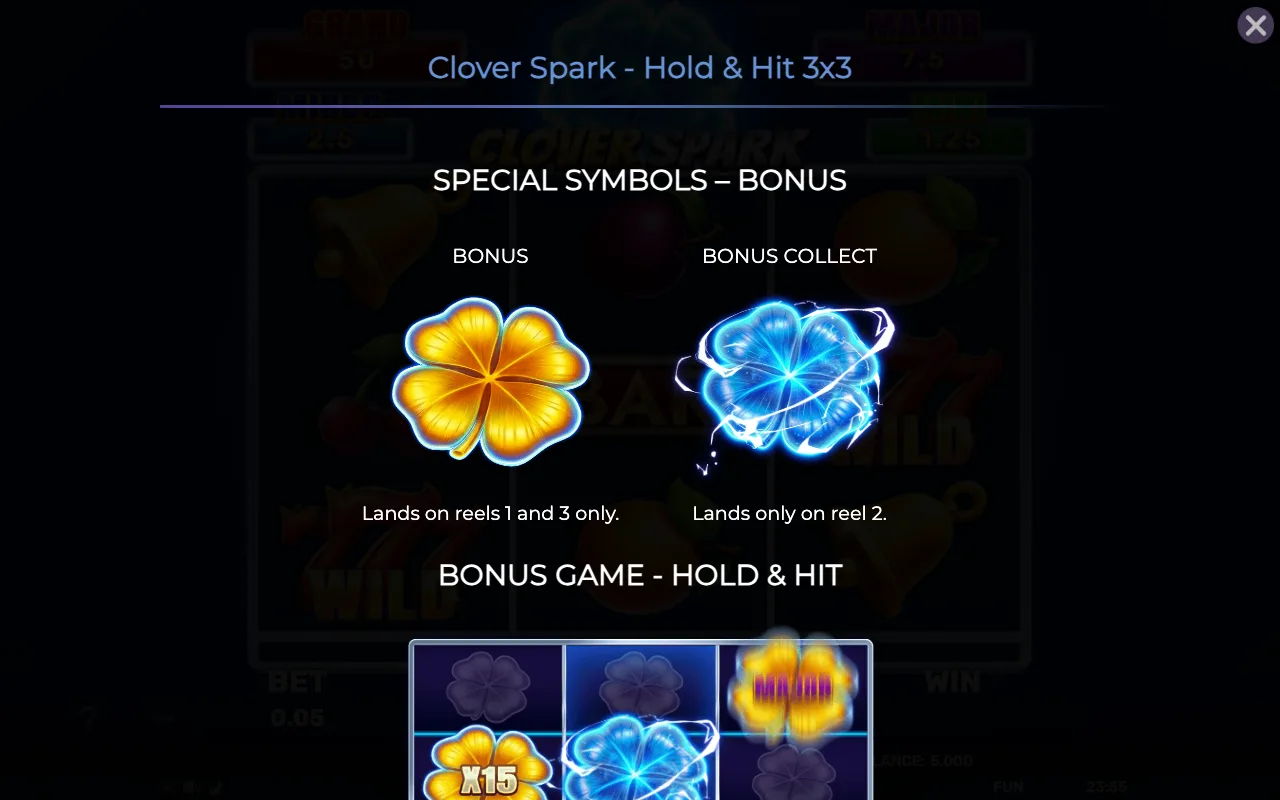 Special symbols - bonus — Clover Spark Holdhit 3x3