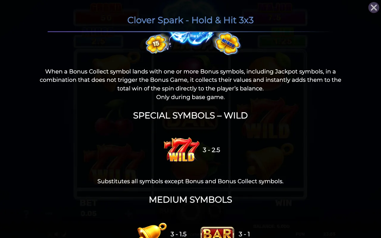 Special symbols - wild — Clover Spark Holdhit 3x3