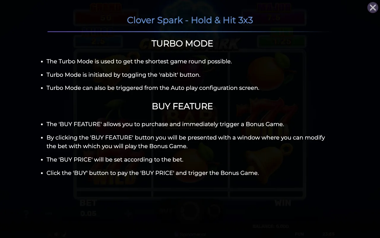 Buy feature — Clover Spark Holdhit 3x3