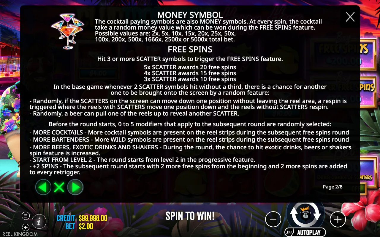 Free spins — Club Tropicana Happy Hour