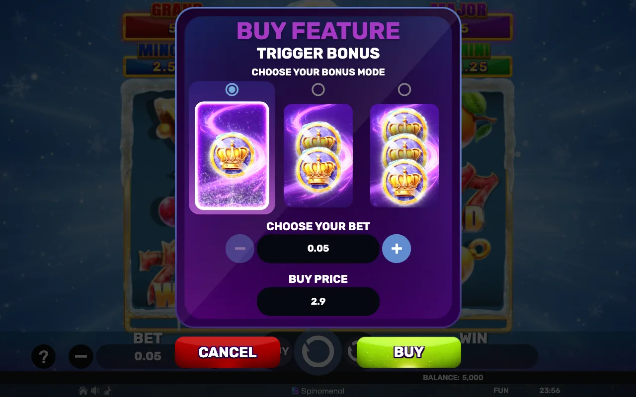 Buying the feature — Coin Freeze Holdhit 3x3