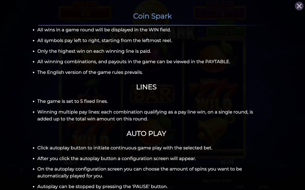 Game rules, page 7 — Coin Spark