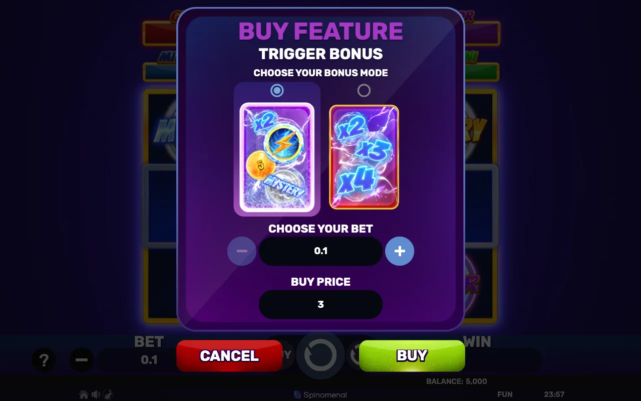 Buying the feature — Coin Voltage Blast The Bonus 3x3
