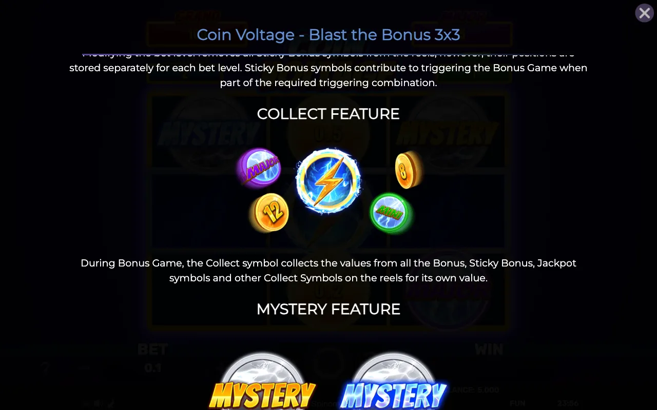 Collect feature — Coin Voltage Blast The Bonus 3x3