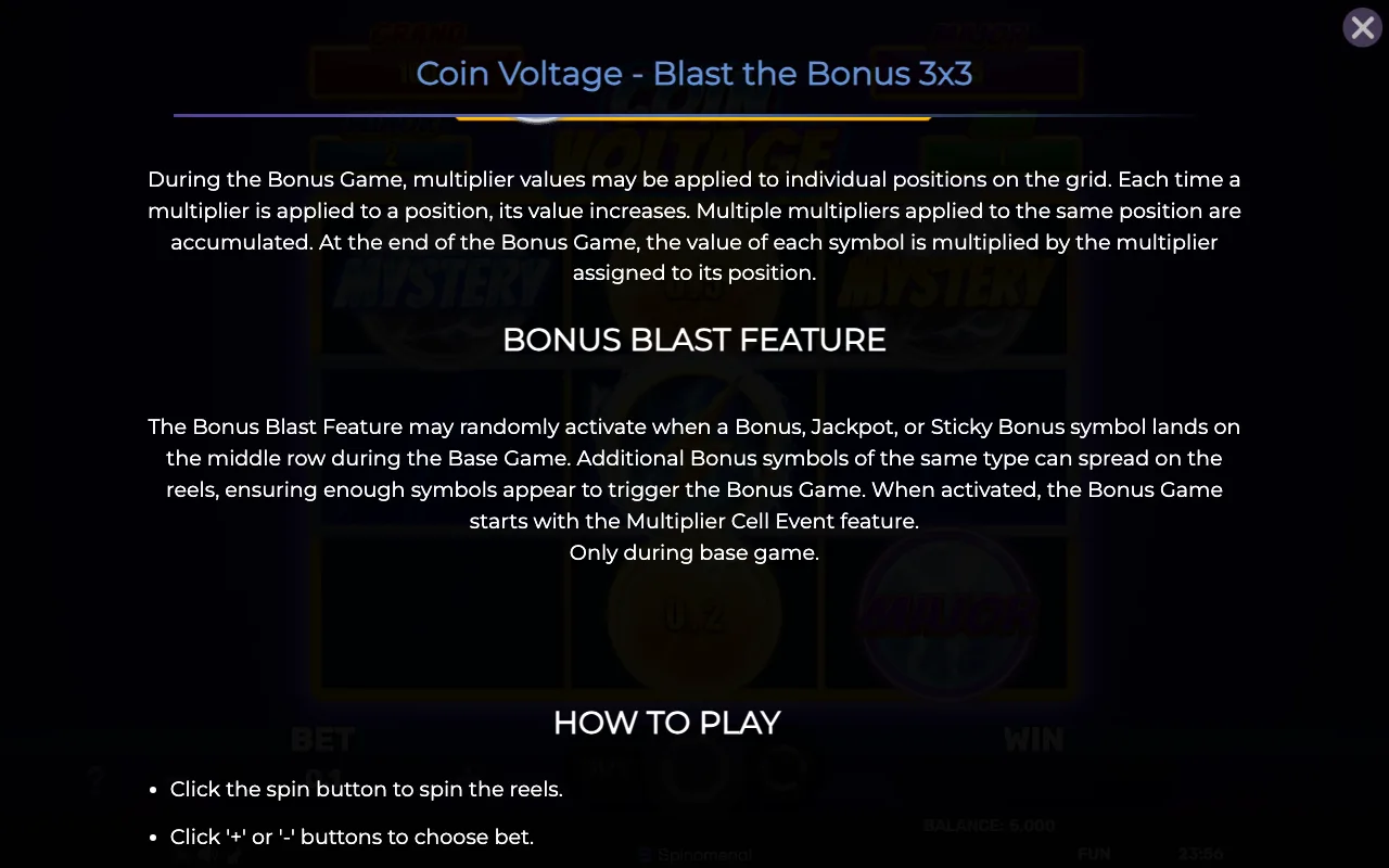 Game rules, page 6 — Coin Voltage Blast The Bonus 3x3