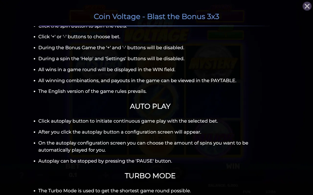 Game rules, page 7 — Coin Voltage Blast The Bonus 3x3