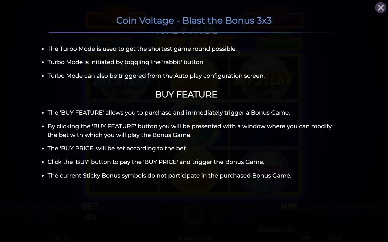 Buy feature — Coin Voltage Blast The Bonus 3x3