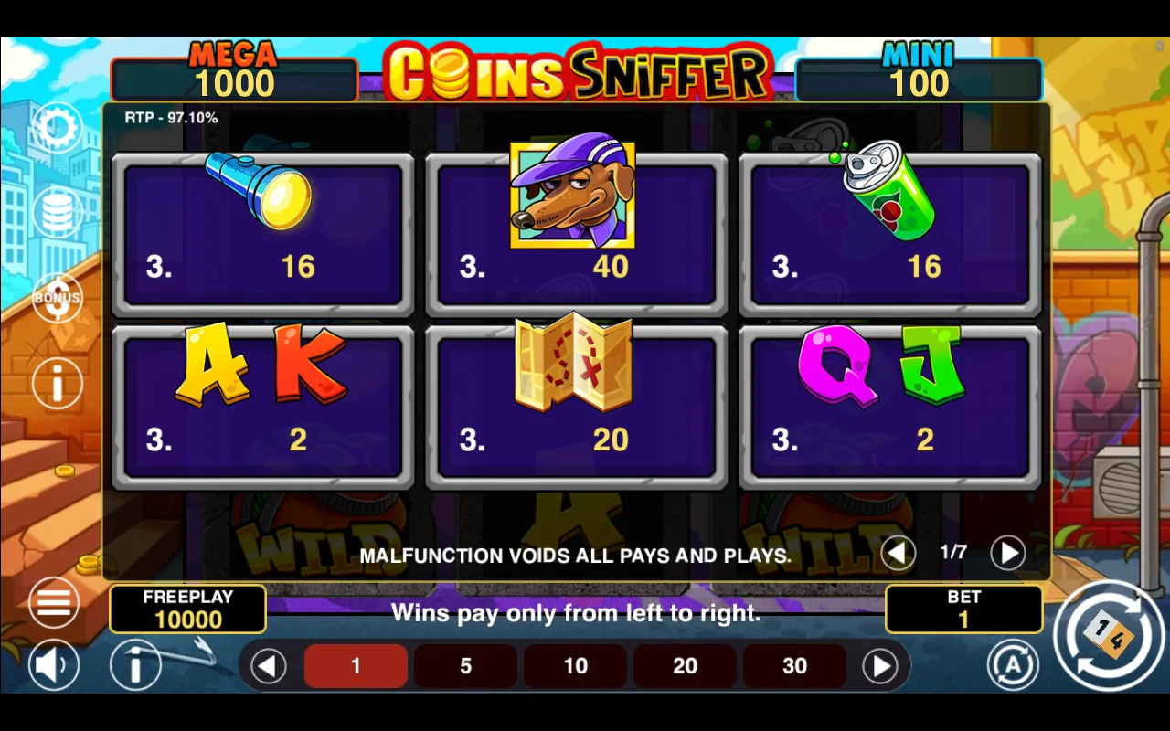 Game rules, page 1 — Coins Sniffer Hold And Win
