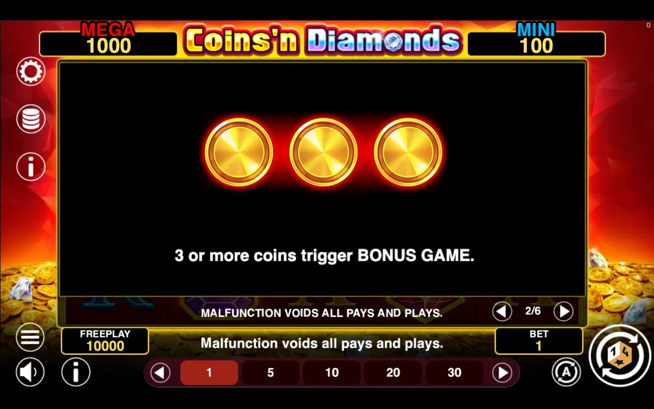 Game rules, page 2 — Coinsn Diamonds Fortune