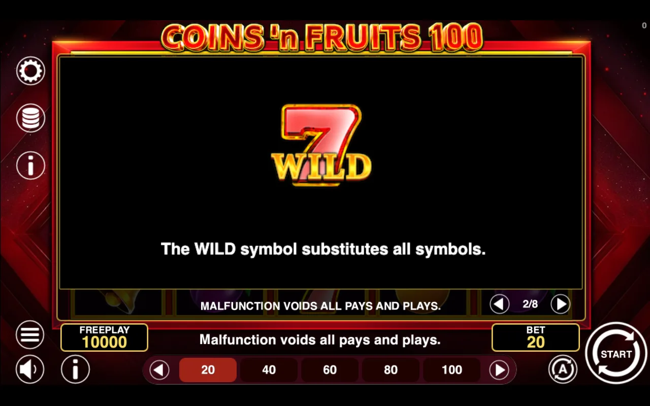 Game rules, page 2 — Coinsn Fruits 100