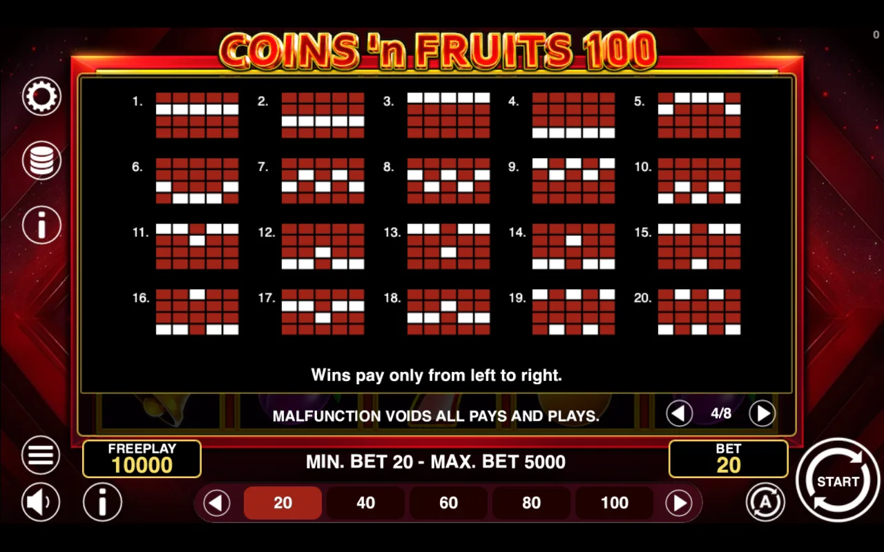 Game rules, page 4 — Coinsn Fruits 100