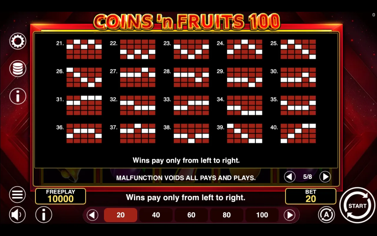 Game rules, page 5 — Coinsn Fruits 100