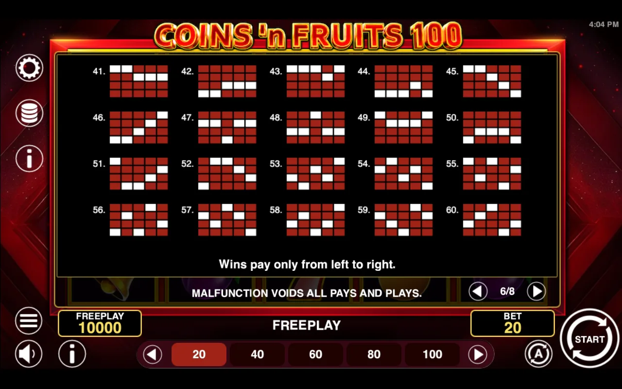 Game rules, page 6 — Coinsn Fruits 100