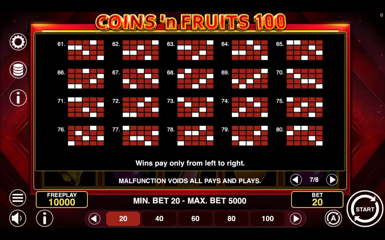 Game rules, page 7 — Coinsn Fruits 100