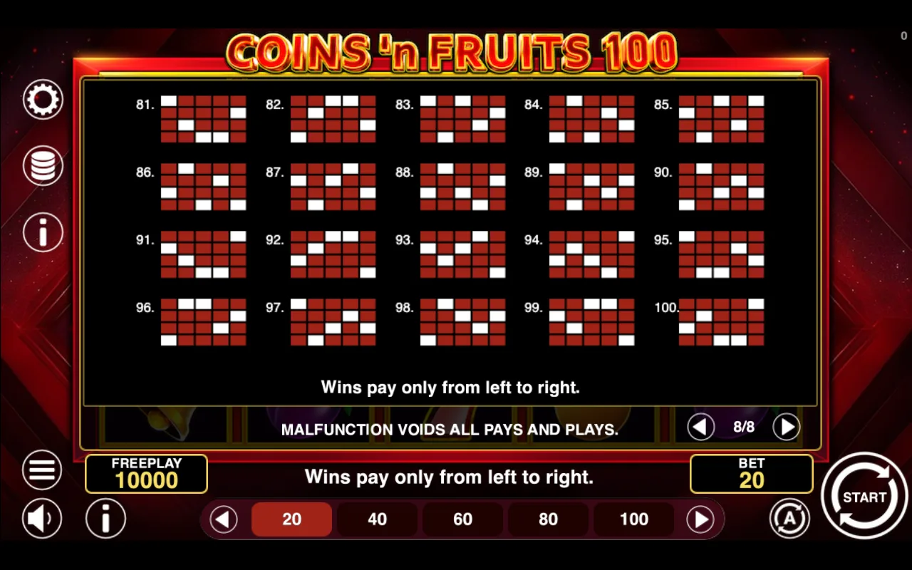 Game rules, page 8 — Coinsn Fruits 100