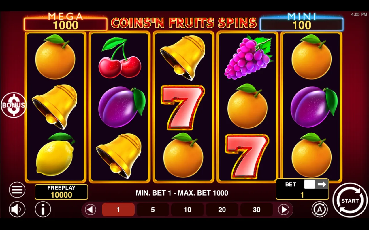 The base game — Coinsn Fruits Spins