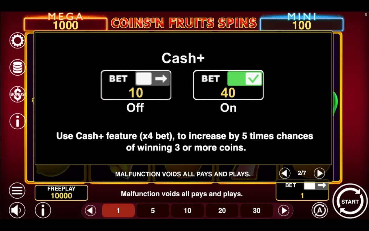 Game rules, page 2 — Coinsn Fruits Spins