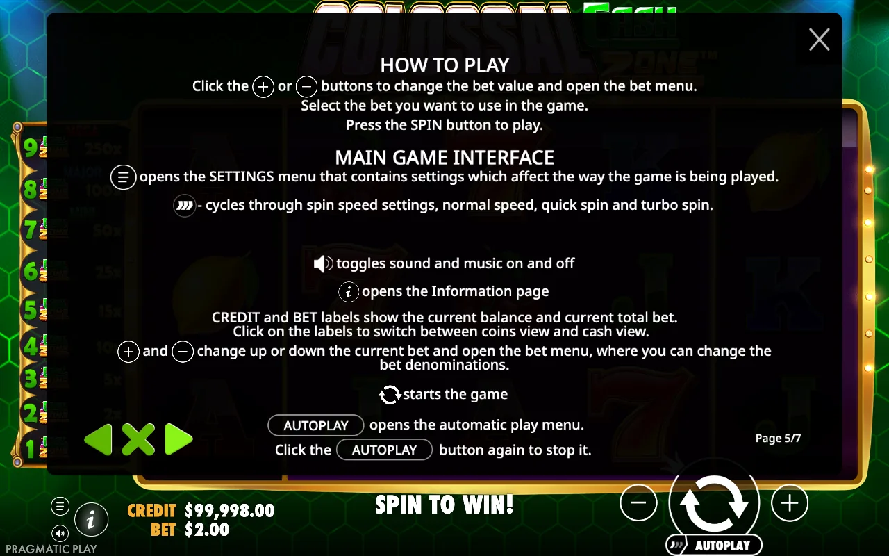 How to play — Colossal Cash Zone