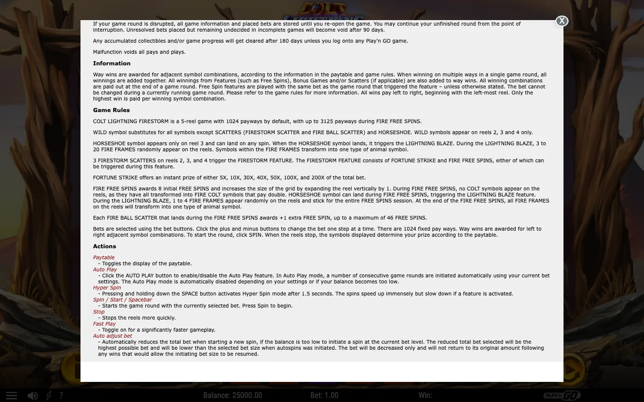 Game rules, page 2 — Colt Lightning Firestorm