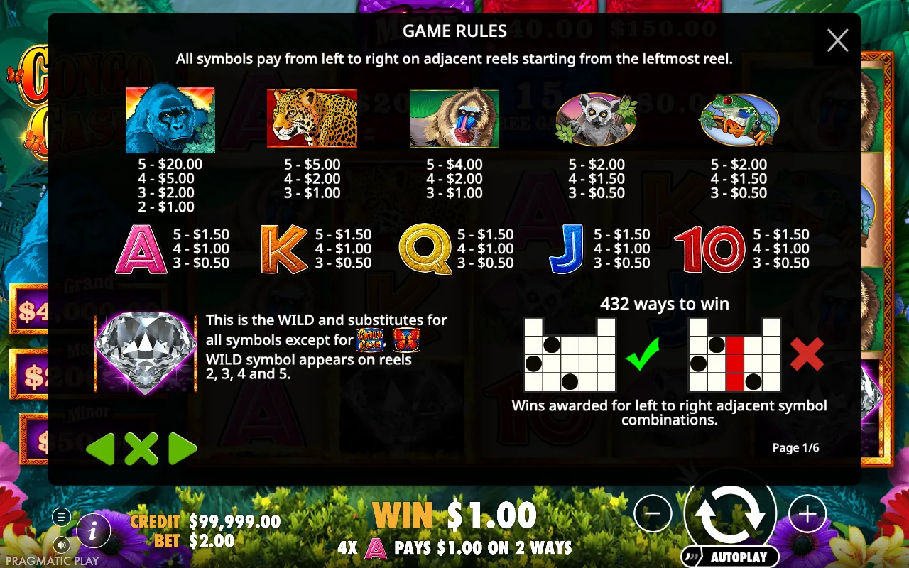 Game rules, page 1 — Congo Cash