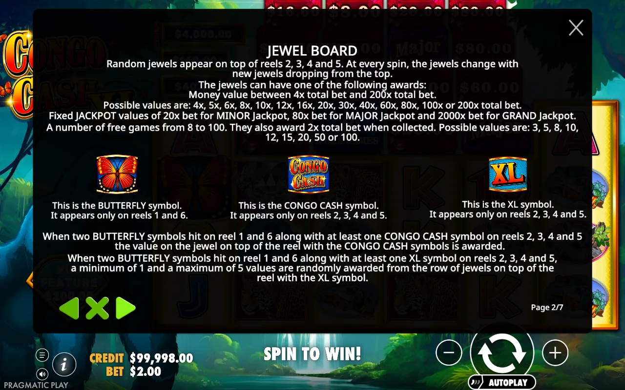Game rules, page 2 — Congo Cash XL