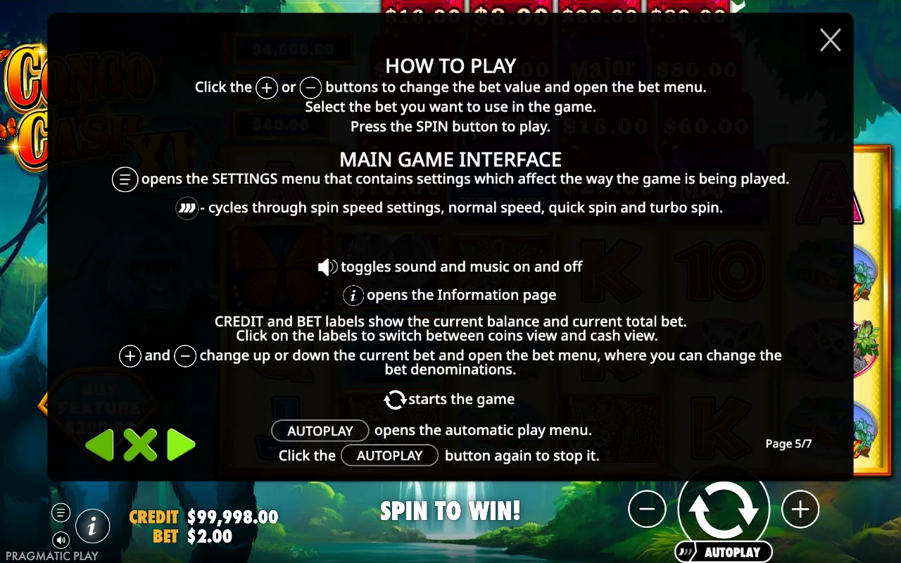 How to play — Congo Cash XL