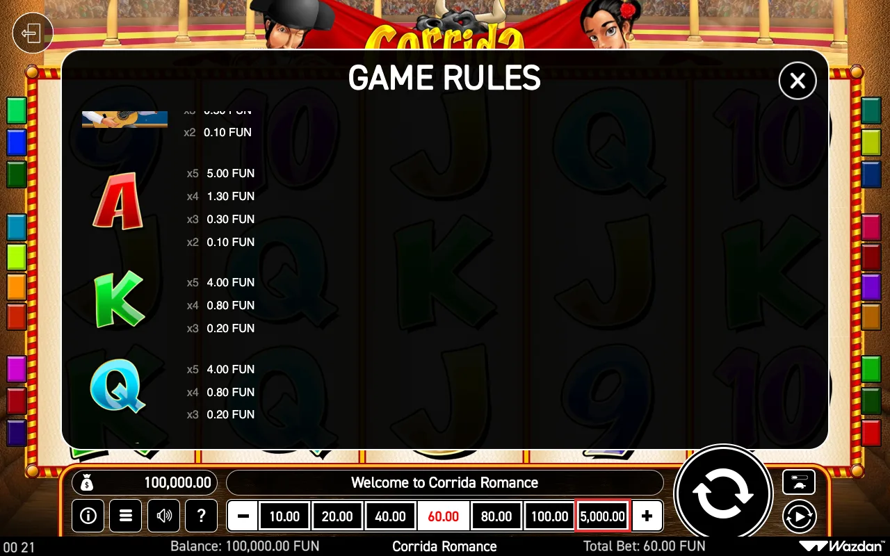 Game rules, page 3 — Corrida Romance