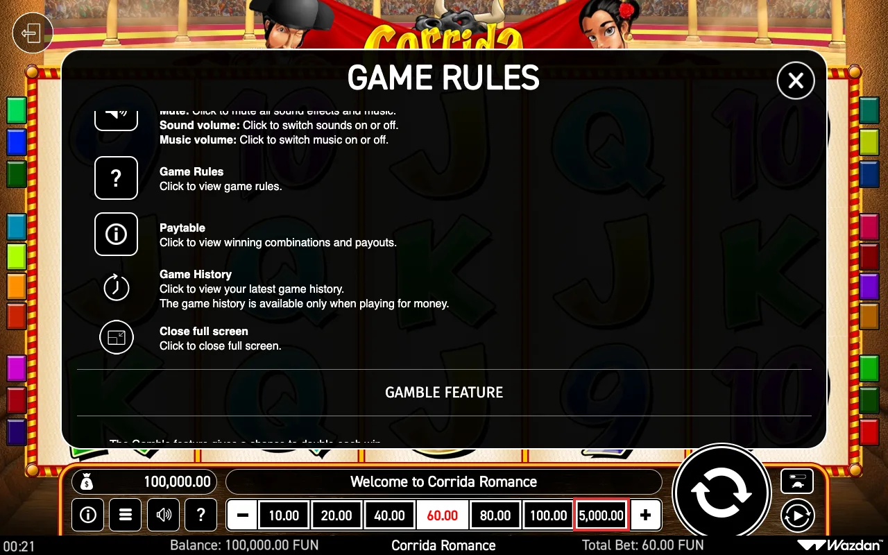 Game rules, page 6 — Corrida Romance