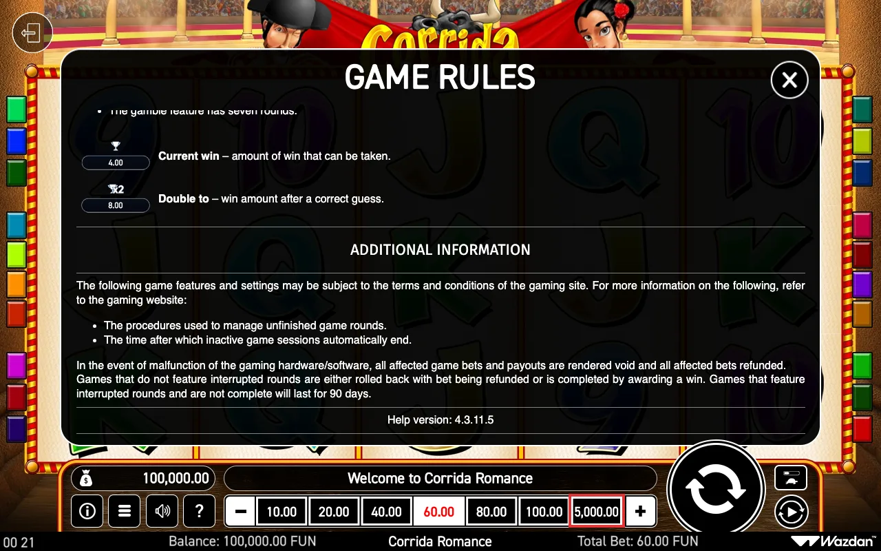 Game rules, page 7 — Corrida Romance