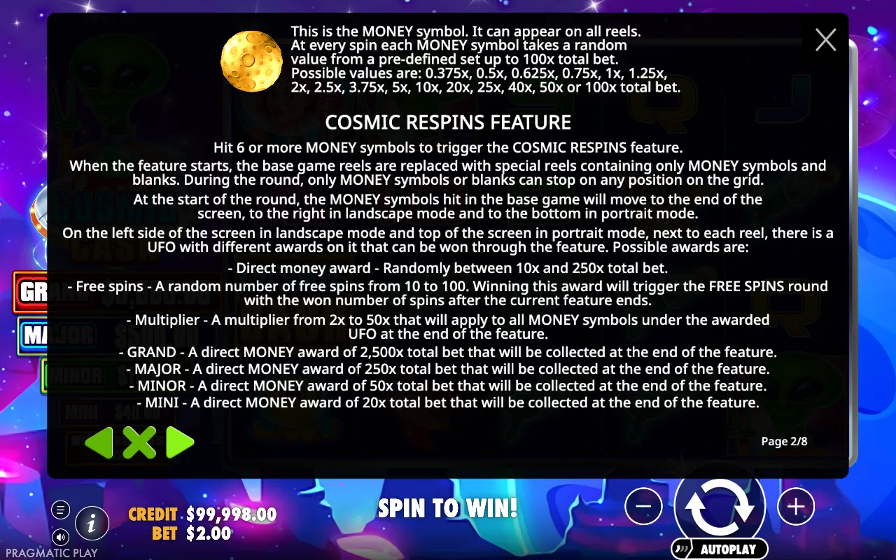 Game rules, page 2 — Cosmic Cash